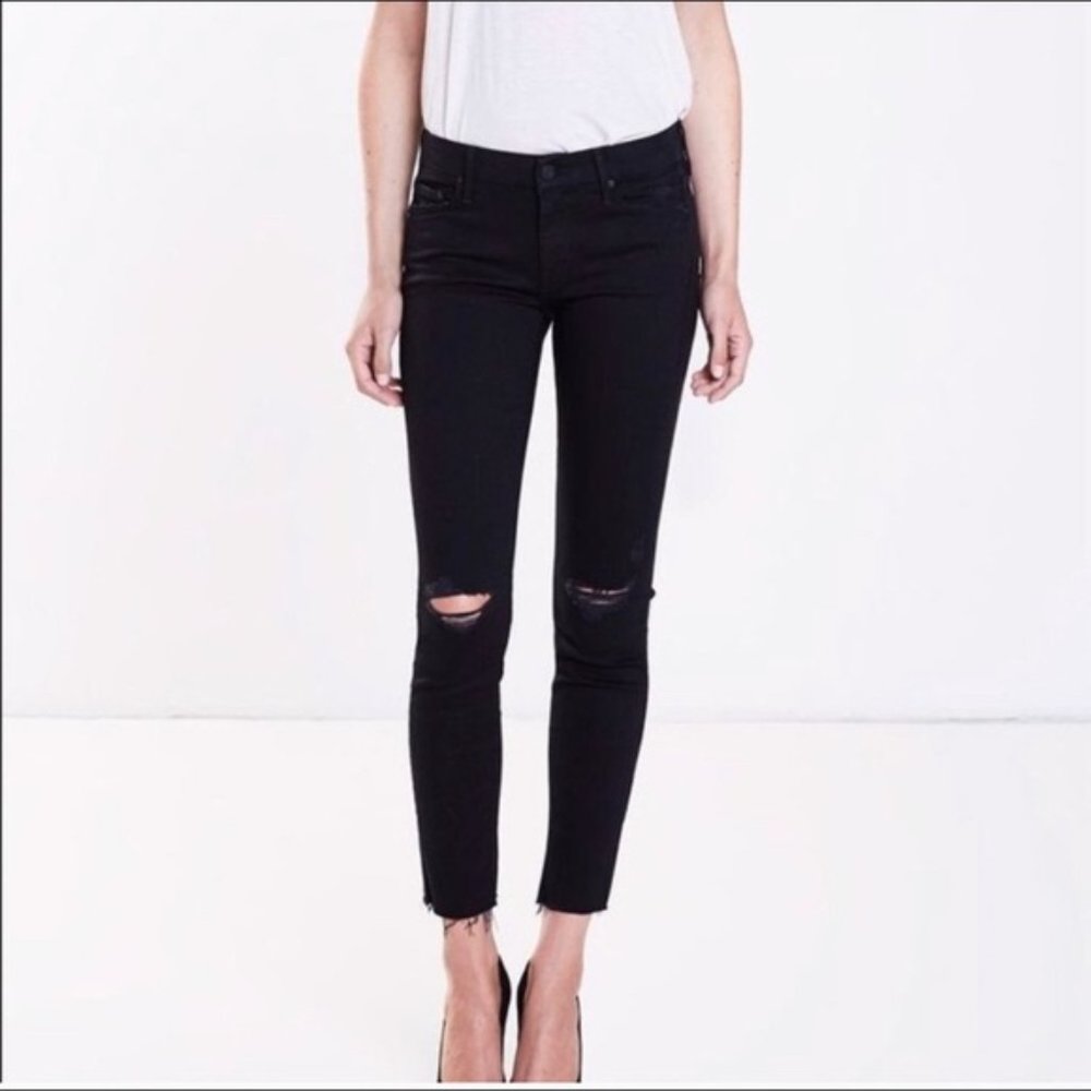 MOTHER Womens' Looker Ankle Fray Black Jeans  26